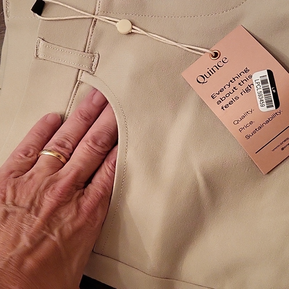 Quince Ultra Stretch Ponte 4 Pocket Straight Leg Pants In Light Color Ecru - Picture 6 of 9